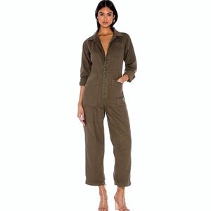Free‎ People Gia Olive Green Coveralls Utility Jumpsuit Boilersuit Workwear XS